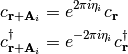 c_{\mathbf{r} + \mathbf{A}_i} &= e^{2\pi i\eta_i} c_{\mathbf{r}} \\
c_{\mathbf{r} + \mathbf{A}_i}^\dagger &= e^{-2\pi i\eta_i} c_{\mathbf{r}}^\dagger