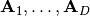 \mathbf{A}_1, \ldots, \mathbf{A}_D