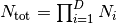 N_\mathrm{tot}=\prod_{i=1}^D N_i