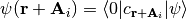 \psi(\mathbf{r} + \mathbf{A}_i) = \langle 0 \vert c_{\mathbf{r} + \mathbf{A}_i} \vert \psi \rangle